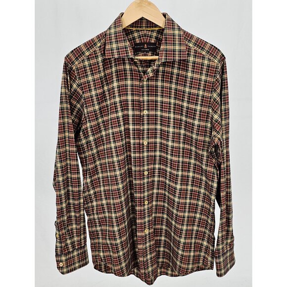 Robert Talbott Tailored M Brown Check Cotton LS Button Front Shirt - Picture 1 of 5